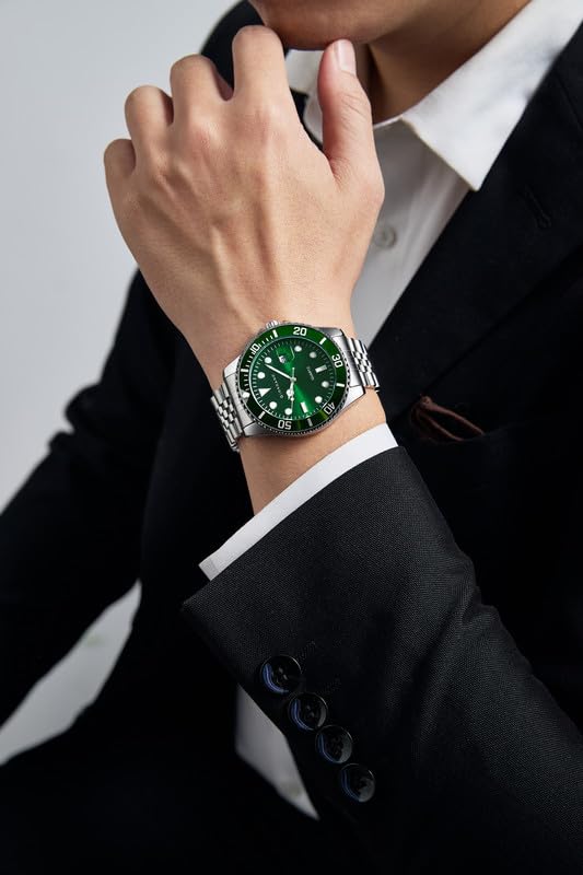 Image of GIORDANO Analog Quartz Watch for Men - Round Dial with Rotating Bezel, Luminous Hour Markers, Stainless Steel Strap & Date Display