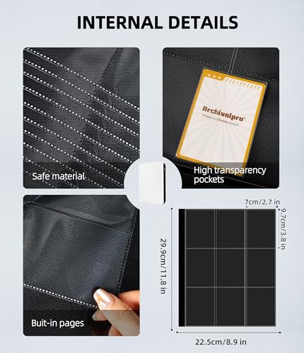 Image of Premium 9 Pocket Card Binder, Holds 360 Cards for MTG TCG Sports Game Cards(White,9 Pocket) | Side-loading card binder with zipper and no-ring design. Holds 360 cards in clear pockets.