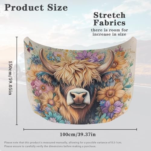Image of Car Hood Cover Protector,Breathable Tear-Resistant Print Hood Covers for Cars,Universal Accessories for Decoration Yak Purple Flower Pattern Design