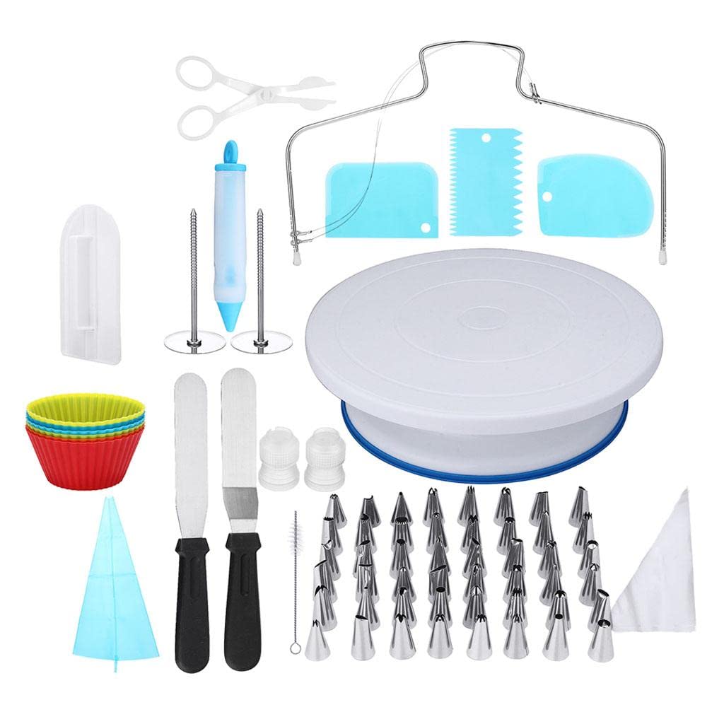 Kit professionale per la decorazione di torte, 106 pezzi, con punte in acciaio inox, sac à poche per pasticceria, giradischi e strumenti da forno