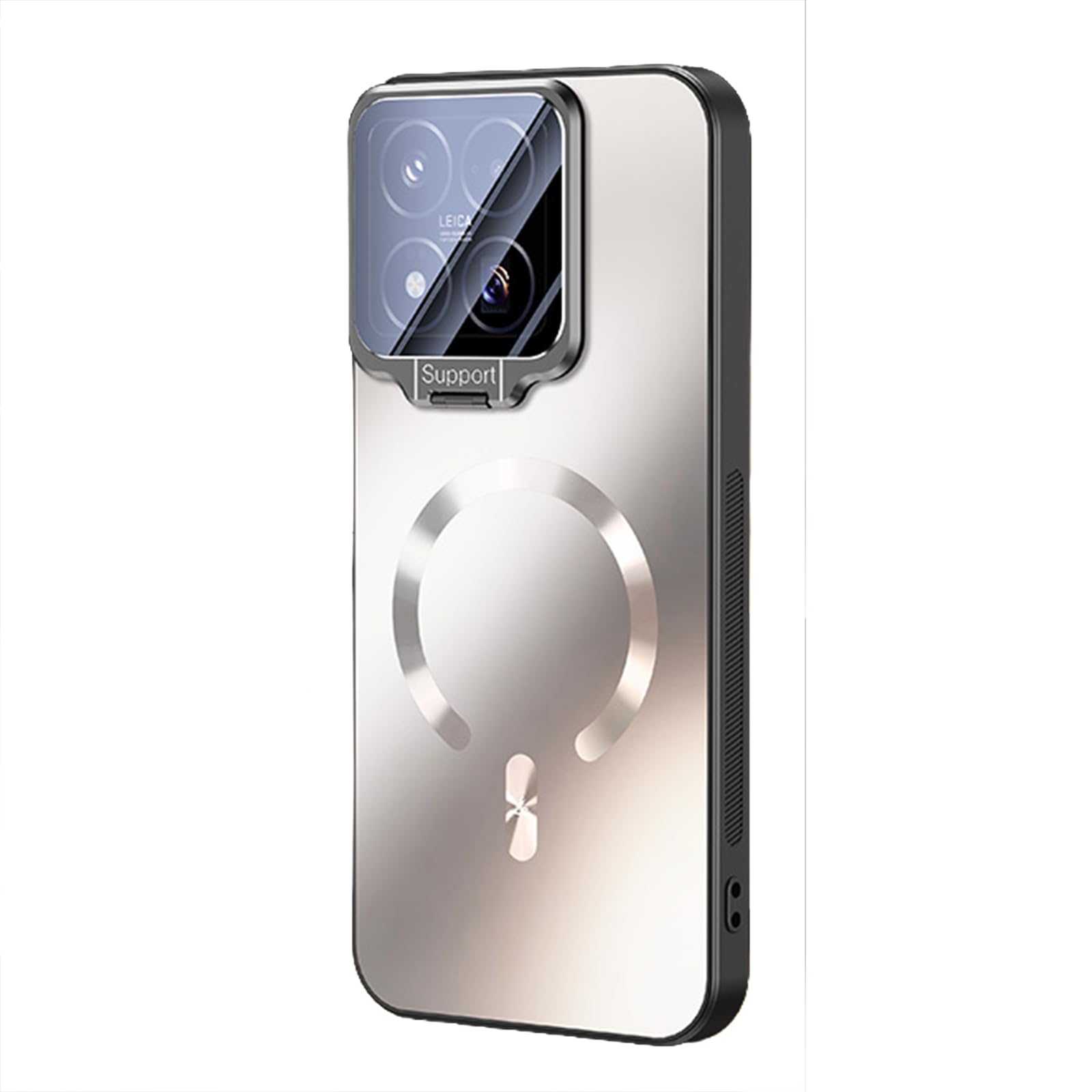 FDUJINH Magnetic Case for Xiaomi 17Max, Built-In Lens Film Protection Cover Kickstand Slim Anti-Fall PC Anti-Slip Shell,Silver,17Max