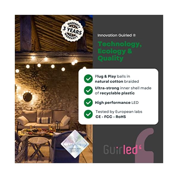 GuirLED - Außengirlande mit Lichtkugeln LED-Guinguette - Wasserdicht IP55 - Hocheffizientes Solarpanel - Automatisches… – Bild 4