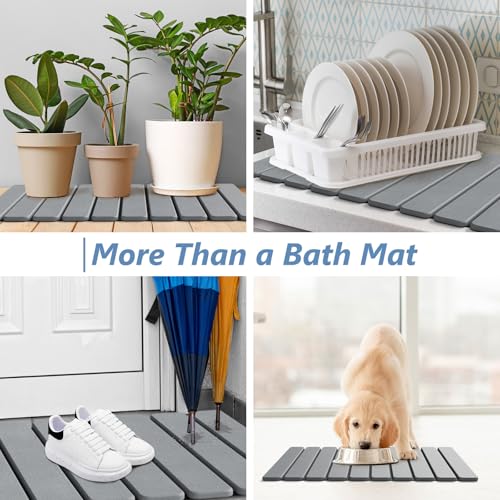 Foldable Stone Bath Mat, Diatomaceous Quick Dry Shower Mat, Grey :QIZ8V4EW - image 7