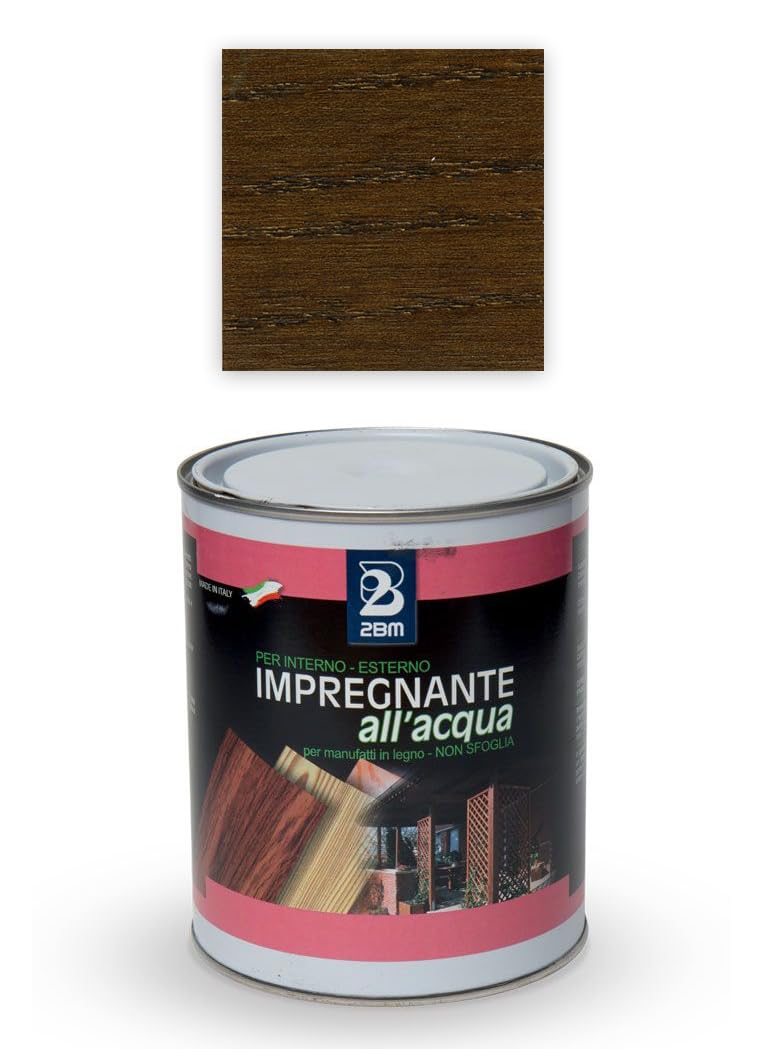 2BM Barniz de madera al agua, color nogal oscuro, para interiores y exteriores, no es una película, tratamiento preventivo antirayos UV, protección contra agentes atmosféricos y parásitos, bote de 750