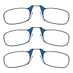 ThinOptics Readers Rectangular Reading Glasses, 3 Pack-Blue, 44mm + 1.5