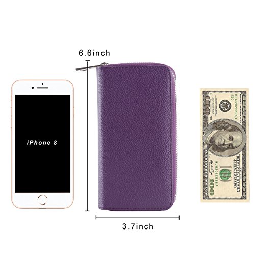 Image of Cellphone Wallet for Women Dual Zipper Long Purse with Removable Wristlet