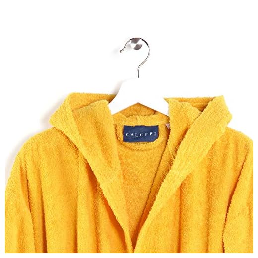 Caleffi Minorca 75804 Peignoir avec capuche, coton, jaune soleil, L