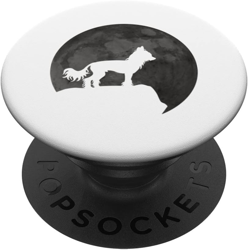 Moon And Dog Silhouette - Chinese Crested PopSockets MagSafe PopGrip for iPhone