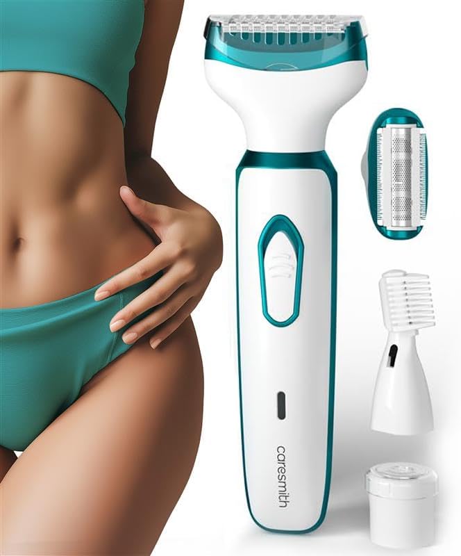 Image of Caresmith Bloom 4 in 1 Face & Body Hair Trimmer for Women | 3 Heads- Body Trimmer & Shaver, Face Trimmer & Eyebrow Trimmer | Rechargeable | Hair Removal Machine for Women, Green