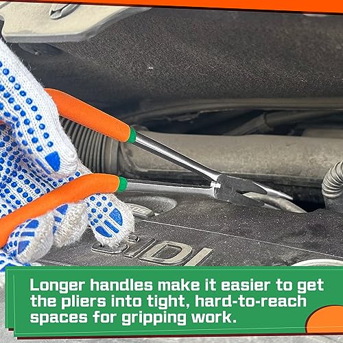SPEEDWOX 11-Inch Pistol Grip Needle Nose Pliers Angled Needle Nose Pliers Long Nose Fishing Pliers Reduce Effort Multi Use Wire Stripper Wire Crimper Wire Cutters Needle Mouth Nozzle Pliers - Image 4