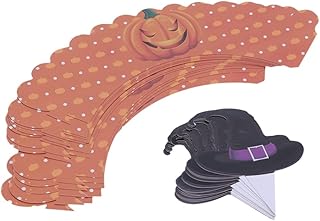 TOYANDONA 24pcs Halloween Decor Halloween Cake Picks Paper Cupcake Toppers Scary Cupcake Toppers Cake Picks Toppers Cake Toppers Decoration Cake Wrapper Pumpkin Top Hat Cake Paper Decorate