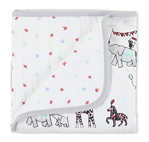 aden + anais Dream Blanket, 100% Cotton Muslin, 4 Layer lightweight and breathable, Large 47 X 47 inch, Vintage Circus