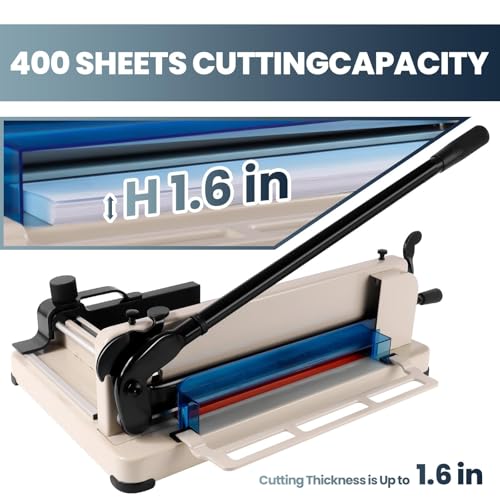 Guillotine Paper Cutter 12" with Safety Lock & Guard, Cuts 400 Sheets Paper, Cardstock, PVC, Leather, Craft Trimmer for Home, Office, Photo Studio - Image 3