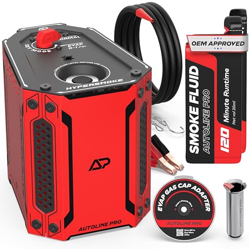 Image of AutoLine Pro HyperSmoke Automotive Smoke Machine EVAP Vacuum Leak Tester - Adjustable Pressure - OEM Approved Smoke Fluid - Built-in Air Compressor Motor - Includes Gas Cap Adapter for EVAP Leaks.