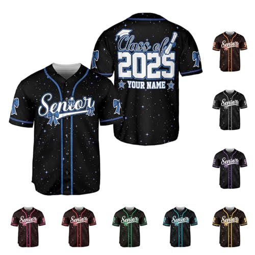 MAPrints Personalized Senior 2025 Baseball Jersey, Senior Glitter Coquette Class of 2025 Jersey, Graduation Shirt for Seniors (US, Alpha, Small, 5X-Large, Regular, Regular, Grad 1)