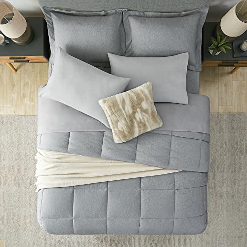 Umchord Queen Comforter Set, 8 Piece Grey Bed In A Bag, Cationic Dyeing Bedding Set With Comforter And Sheets, All Season Bed Comforter Sets(Queen, 88X88 Inches, Grey) #TOP4