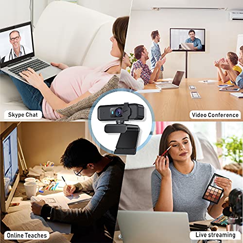 Doraby 1080P Computer Webcam mit Objektivdeckel, PC Kamera mit Autofokus/Stereo Mikrofon/Schutzabdeckung für Android/Mac OS/Windows/Linux, Live Streaming Skype, Video Chat, Online Meeting, Schwarz – Bild 8