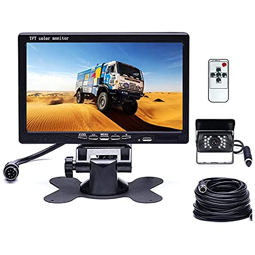 Lowest Price HD Backup Camera Kit 7 Inch LCD Rear View Camera Monitor, P67 Waterproof Night Vision, Easy Installation Back up Rearview Cam for Trucks, RVs, Trailers, Bus, Harveste, Pickup, Motor Home, Van ect.