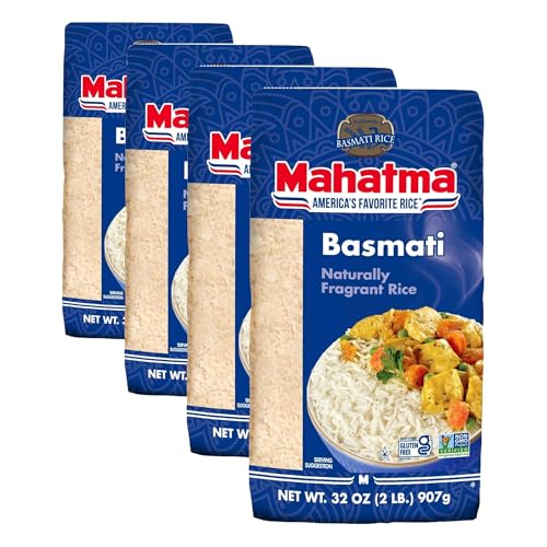 Image of Mahatma Indian Basmati Rice, 32-Ounce Bag of Rice, Fluffy, Floral, and Nutty-Flavored Rice, Stovetop or Microwave Rice (Pack of 4)