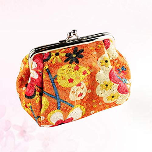 Lurrose Bolsa de moedas de pano bordado vintage flor de carga bolsa bolsa de dinheiro para mulheres