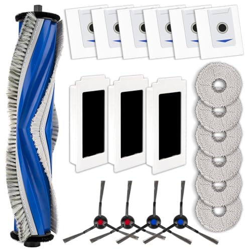 Image of (20 Pack) M12 Pro+ Replacement Parts Compatible with ECOVACS DEEBOT T30 Omni / T30 Pro Omni /Yeedi M12 Pro+ Robot Vacuum, 1 Roller Brush, 4 Side Brushes, 3 HEPA Filters, 6 Dust Bags, 6 Mop Pads