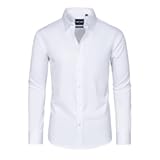 Slim Fit Dress Shirts for Men Long Sleeve Stretch Stain Proof Wrinkle Free Button Down Shirts Formal Shirts