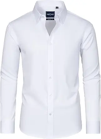 Alimens & Gentle Slim Fit Mens Dress Shirts for Men Button Down Long Sleeve Dress Shirts Wrinkle Free Formal Stain Proof