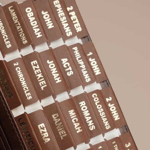 Image of UPAFEXXI-Leather Bible Tabs for Women and Men, Gold Foil Lettering(Brown)