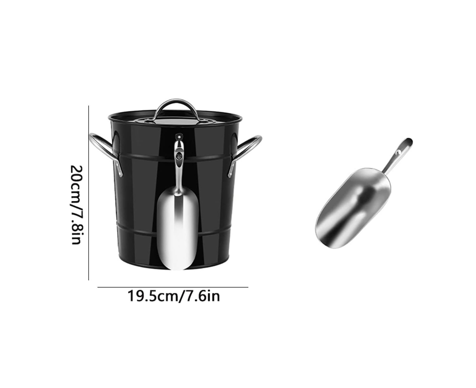 Secchiello Per Ghiaccio In Acciaio Inox - 3,2L, Doppia Parete, Con Coperchio, Pinze E Filtro - Foto 8