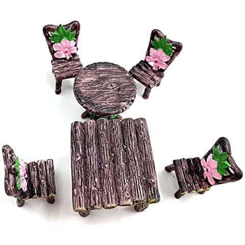 6PCS Miniature Table and Chairs Set for Fairy Gardens Cover