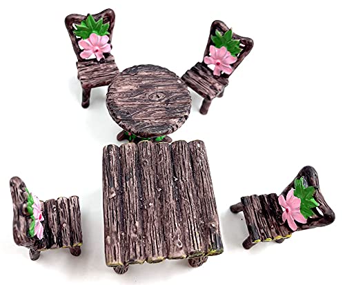 Aliotech 6Pcs Miniature Table And Chairs Set, Fairy Garden Furniture Ornaments Kit For Dollhouse Accessories Home Micro Landscape Decoration cover