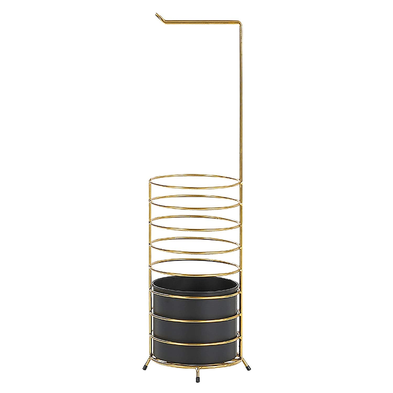 Porte-Parapluie en Or Noir 100cm avec Seau d'eau Profonde Amovible