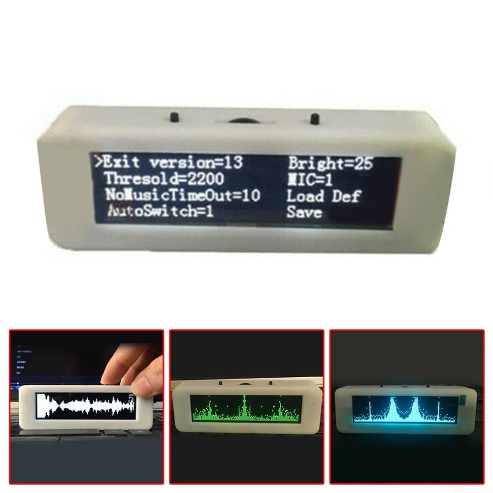 Feegow Audio-Spektrum-Analysator, Audio-Pegelanzeige, VU-Meter, 7,9 cm LED-Bildschirm mit 8 Effekten, Frequenzbereich 20 Hz bis 20 kHz (blau)