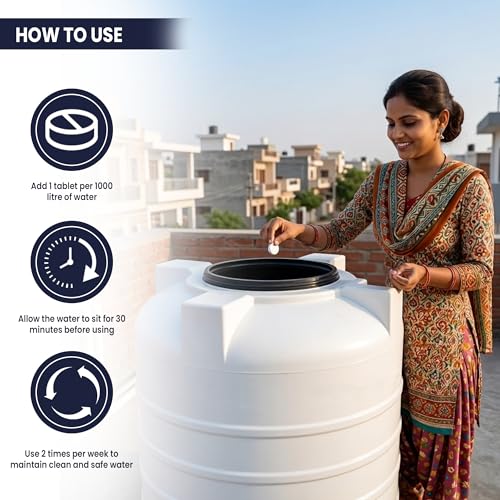 Image of Robustt Water Purification Chlorine Tablets for Water Tank (25 Tablets) 1 Tablet Purifies 1000L Water | Fast Acting Water Purifier Tablet | Eliminates Unpleasant Smell and Prevents Bacterial Growth
