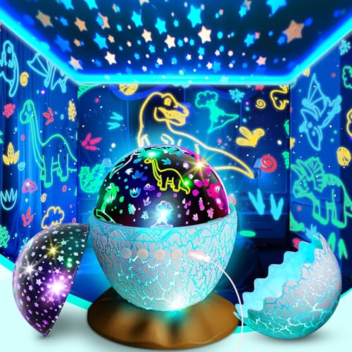 Toyokid Sensory Lights, Dinosaur Toys for Boys Star Projector Dimmable + Timer Baby Night Light Kids 360° Rotate Baby Sensory Toys for Babies Newborn Toys Gift Baby Girl Gifts Lights Projector
