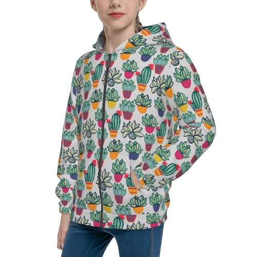 Cactus Plant Kid Hoodies Boys Zip Up Sweatshirts Girls Pullover with Pocket