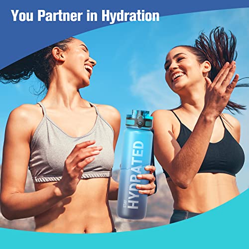 Image of Sahara Sailor Water Bottle, 32 /25 /17oz Durable and Leakproof Water Bottles Motivational with Time Marker, Tritan, BPA Free, Wide Mouth with Easy Clean Brush for Gym, Travel, School, Office (1 Bottle)