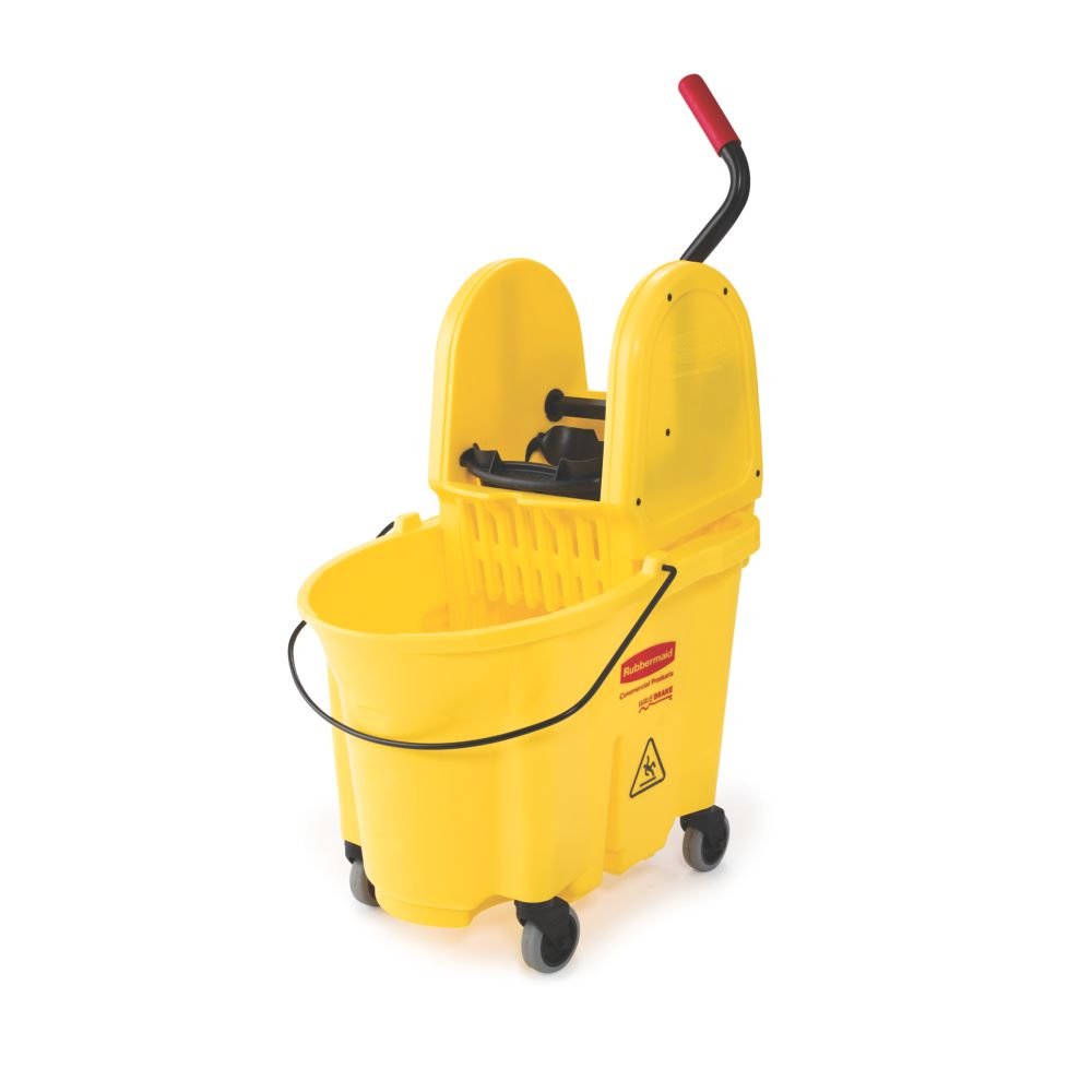 Rubbermaid Commercial WaveBrake 2.0® 35 QT Down-Press Mop Bucket and Wringer, Yellow (FG757788YEL): Cleaning Buckets: Industrial & Scientific