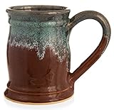 Uncommon Clay 20oz Barrel Coffee Mug Handmade in the USA (Chestnut/Sage)
