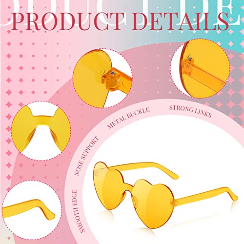 40 Pairs Heart Sunglasses Rimless Transparent Heart Shaped Glasses Candy Color Party Favor for Women Men Decoration3