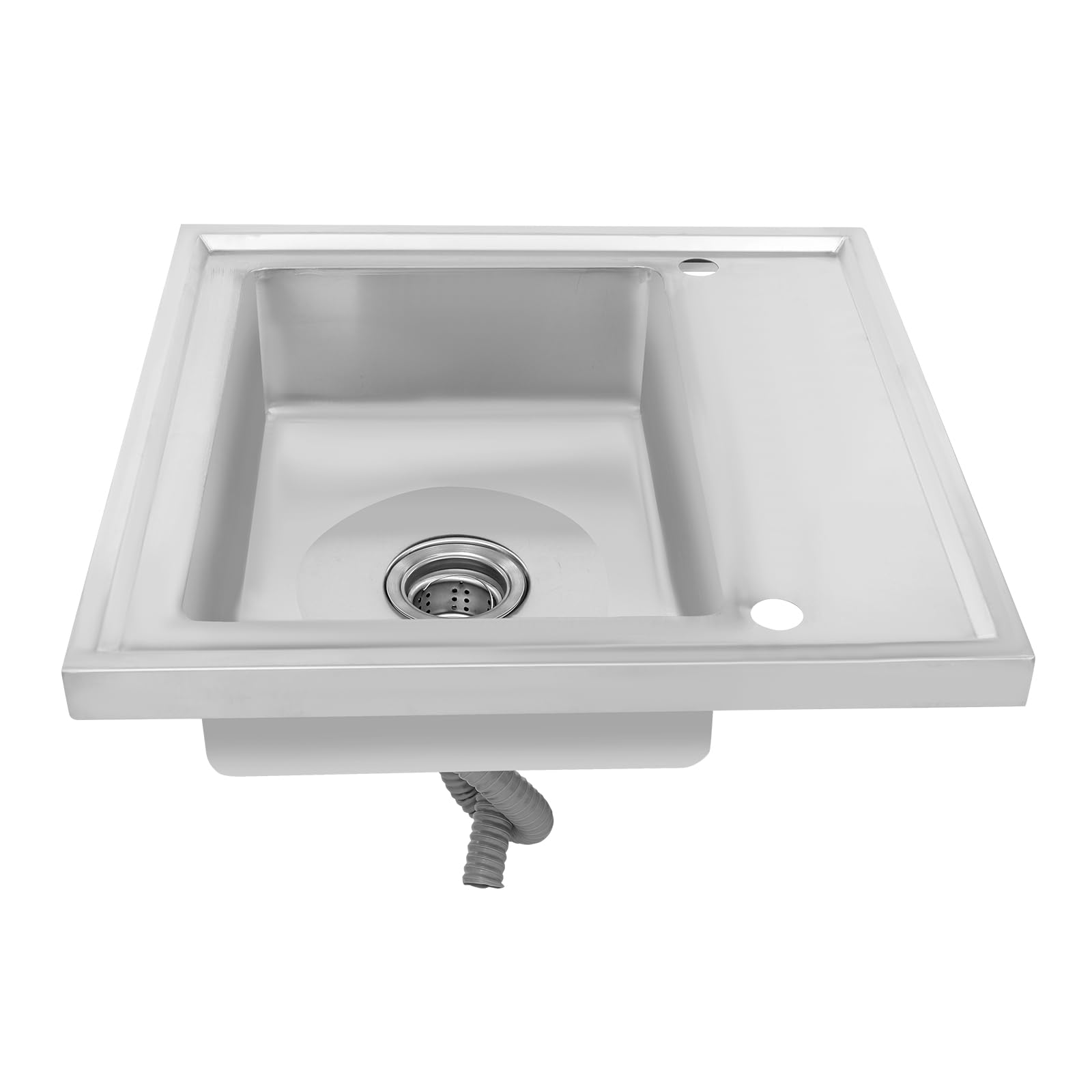Kleines Küche Spülbecken aus Edelstahl mit Abtropfbrett, 1 Becken Waschbecken Unterschrank Spülbecken mit Abflussrohr, Einbauspüle Rechteckig Küchenspüle Edelstahlspüle mit Abflusssieb