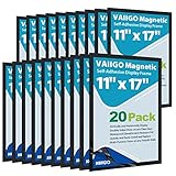 VAIIGO 11"x 17" Self Adhesive Sign Holder, Double Sided Window Display Frame with Clear PVC and Strong Magnetic for Office/Home/Store/Door/Glass/Wall (Black, 20Pack)