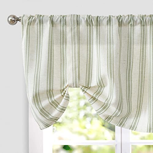 jinchan Nautical Striped Valance Farmhouse Window Treatment Linen Textured Drapes for Small Windows Kitchen Living Room RV Vintage Light Filtering Valance 16 Inch Rod Pocket 1 Panel Blue 50"