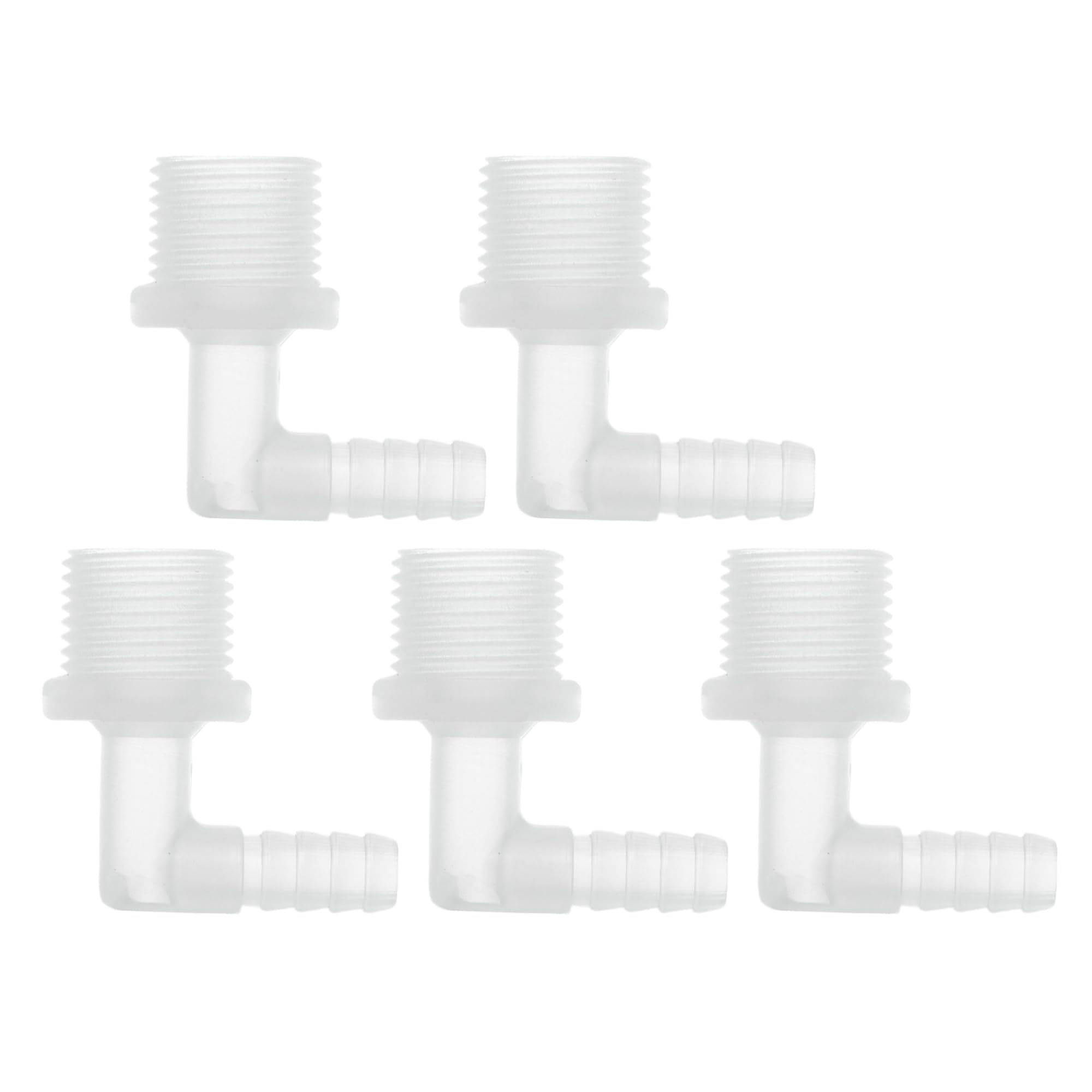 RATCHROLL 5 Pcs Plastic Hose Barb Fitting 5/16" Hose Barb G1/2 Male NPT Elbow Barbed Adapter Clear PP
