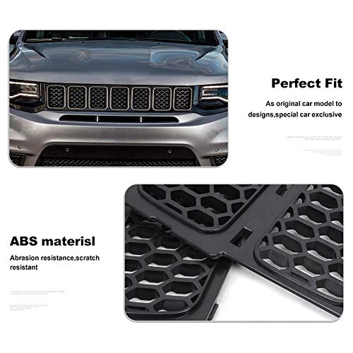 Image of CheroCar Front Grill Inserts Trim Honeycomb Mesh Grille Cover Kit for Jeep Grand Cherokee 2014-2016 7-Slot Grille Exterior Decoration Accessories