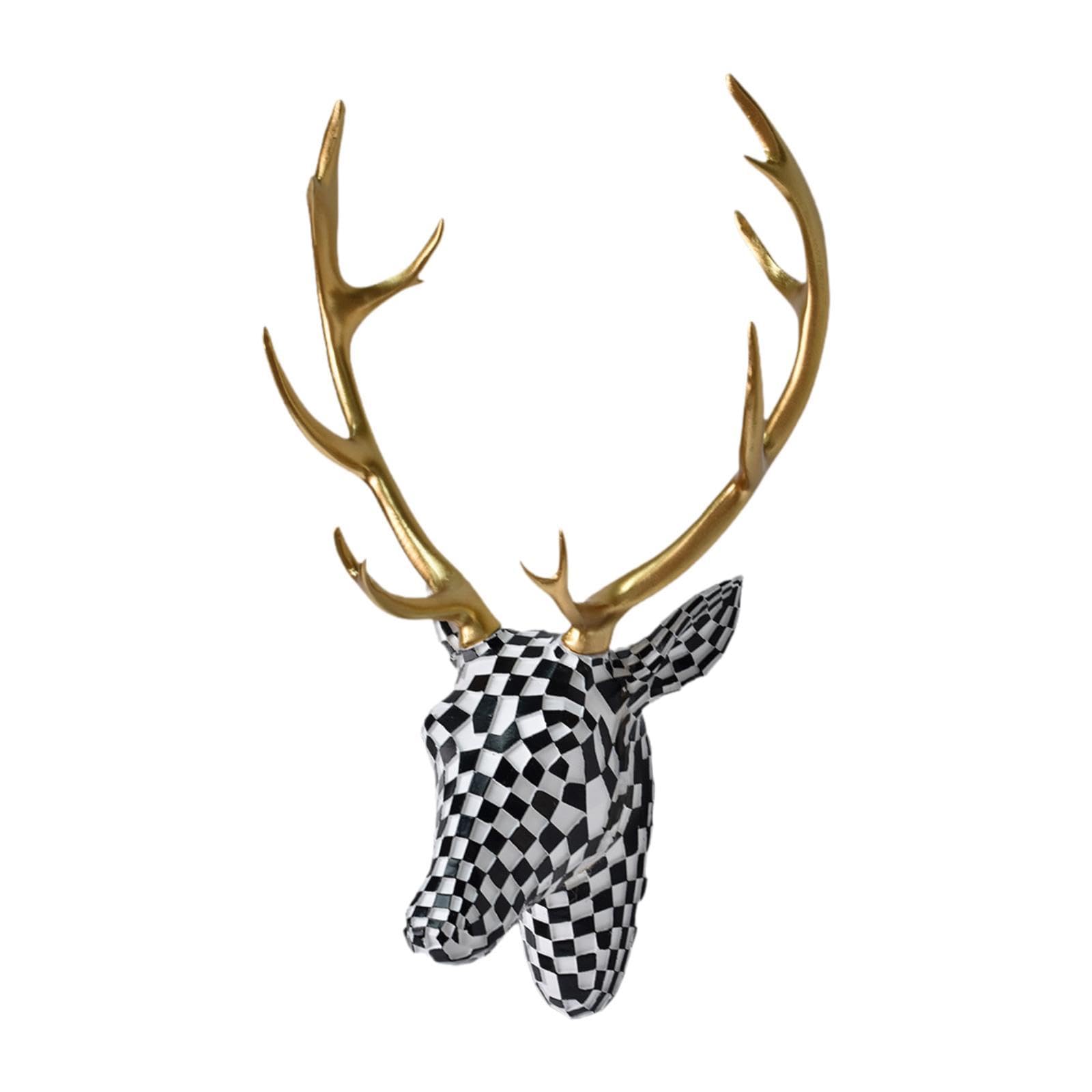 Enakshi Deer Head Wall Mount Decor Resin Gift Wall Decoration for Living Room Indoor Black White|Home & Garden|Yard, Garden & Outdoor Living|Garden D?‚©cor |1x Deer Head Wall Mount Decor-image-41