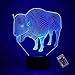 Illusion Optique 3D Bétail Nuit Lampe 16 Couleurs Changeantes Puissance USB Télécommande Contact Switch Lampe Décorative LED Lampe de Table Anniversaire Noël Cadeau Enfants Jouets
