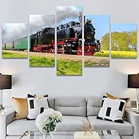 SIGNWIN 5 Panel Canvas Wall Art Modern Art Cars Edgy Industrial Mixed Media Multicolor Transportation for Home Decorations Ready to Hang - 60