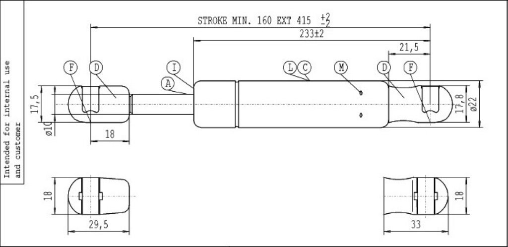 Stabilus - Molla a gas Lift-O-Mat pressione 1100 Newton, 3504ZK nero