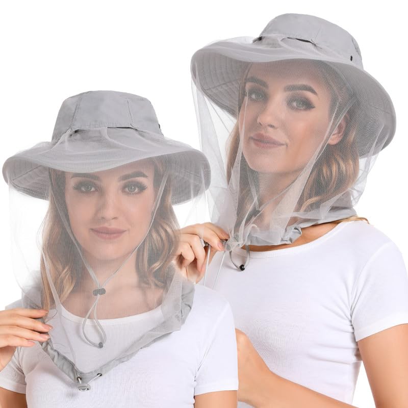 Image of Mosquito Head Net Hat - Bug Cap UPF 50+ Sun Protection with Hidden Netting for Beekeeping Hiking Women
